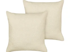 Set di 2 cuscini LEUZEA Bouclé 60 x 60 cm Beige Tinta unita