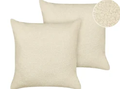 Set di 2 cuscini LEUZEA Bouclé 60 x 60 cm Beige Tinta unita