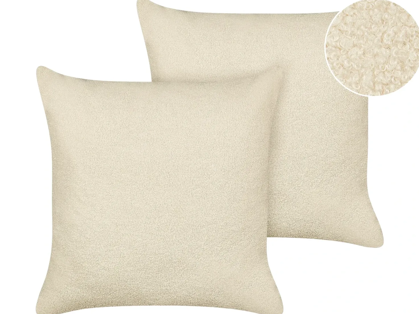 Set di 2 cuscini LEUZEA Bouclé 60 x 60 cm Beige Tinta unita
