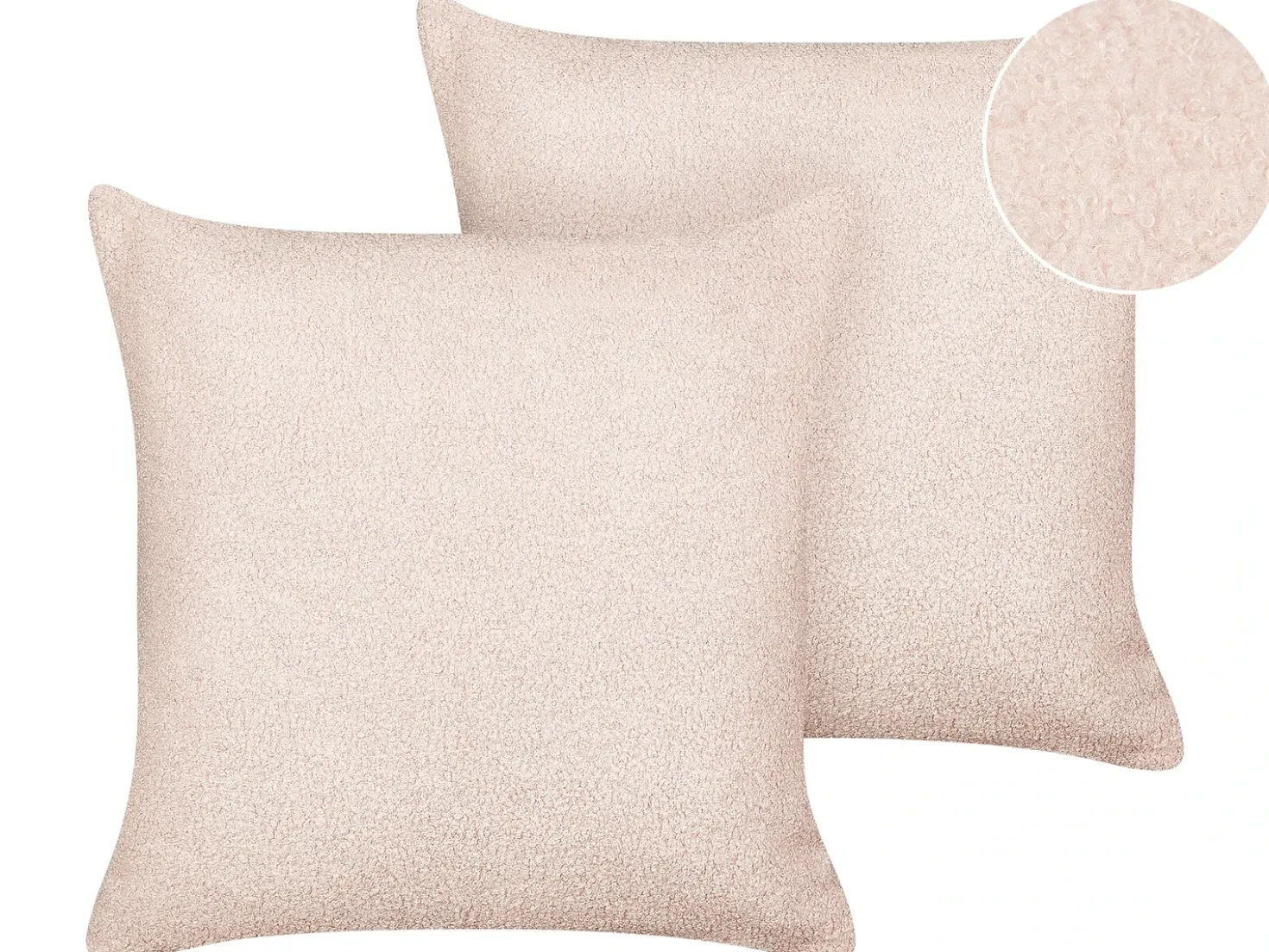 Set di 2 cuscini LEUZEA Bouclé 45 x 45 cm Rosa pastello Tinta unita