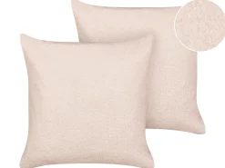 Set di 2 cuscini LEUZEA Bouclé 60 x 60 cm Rosa pastello Tinta unita