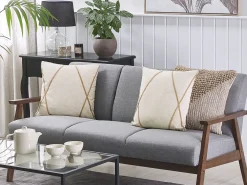 Set di 2 cuscini LICUALA 45 x 45 cm Beige Trama geometrica