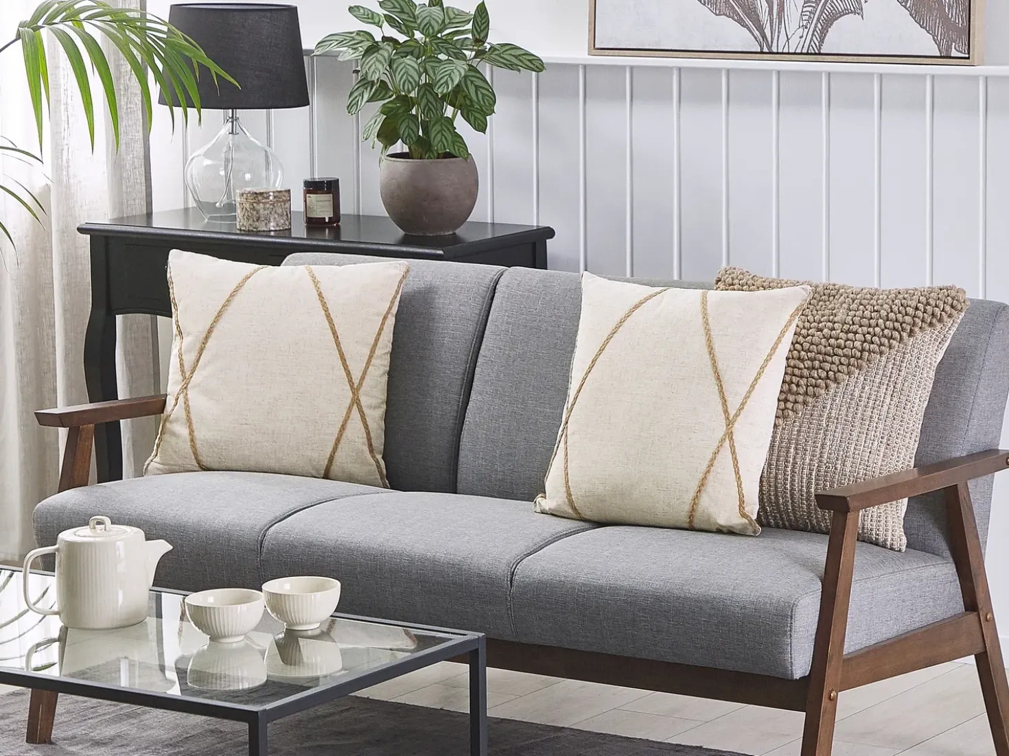 Set di 2 cuscini LICUALA 45 x 45 cm Beige Trama geometrica