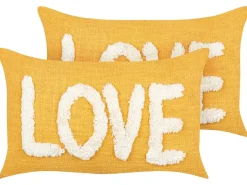 Set di 2 cuscini LOVE Cotone 30 x 50 cm Giallo