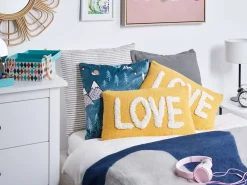 Set di 2 cuscini LOVE Cotone 30 x 50 cm Giallo