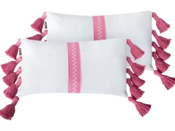 Set di 2 cuscini LOVELY Cotone 30 x 50 cm Bianco Rosa