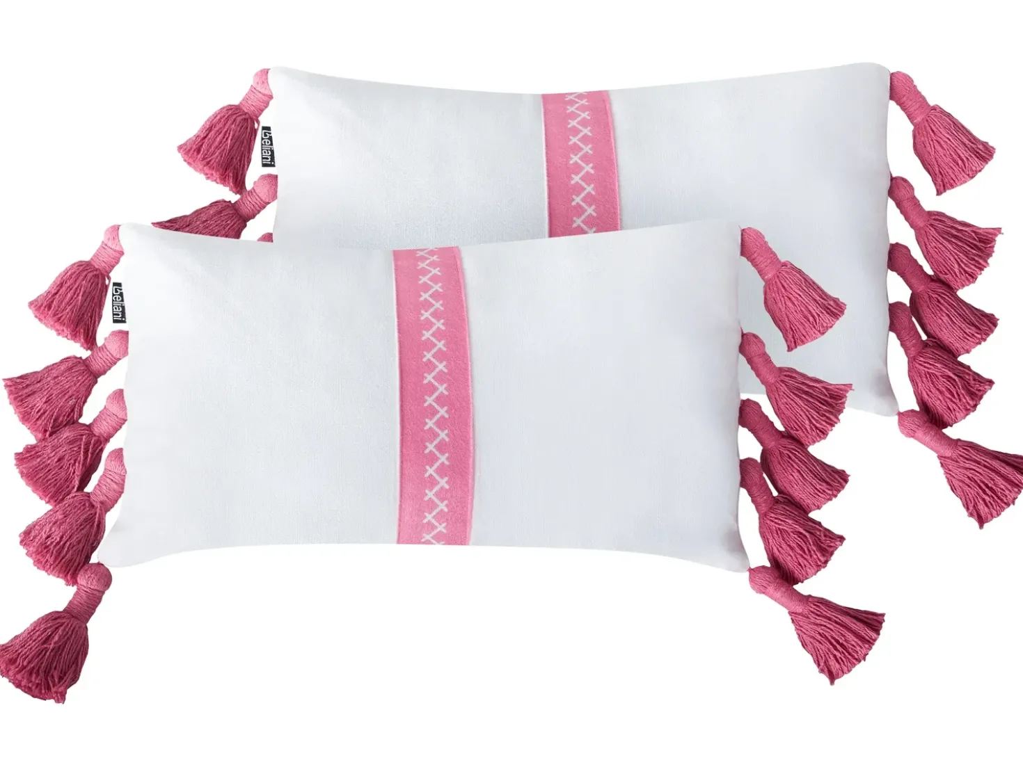Set di 2 cuscini LOVELY Cotone 30 x 50 cm Bianco Rosa