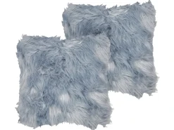 Set di 2 cuscini LUBHA Finta pelliccia 42 x 42 cm Blu scuro Tinta unita