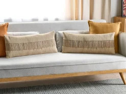Set di 2 cuscini LUINA Iuta 30 x 70 cm Beige Tinta unita