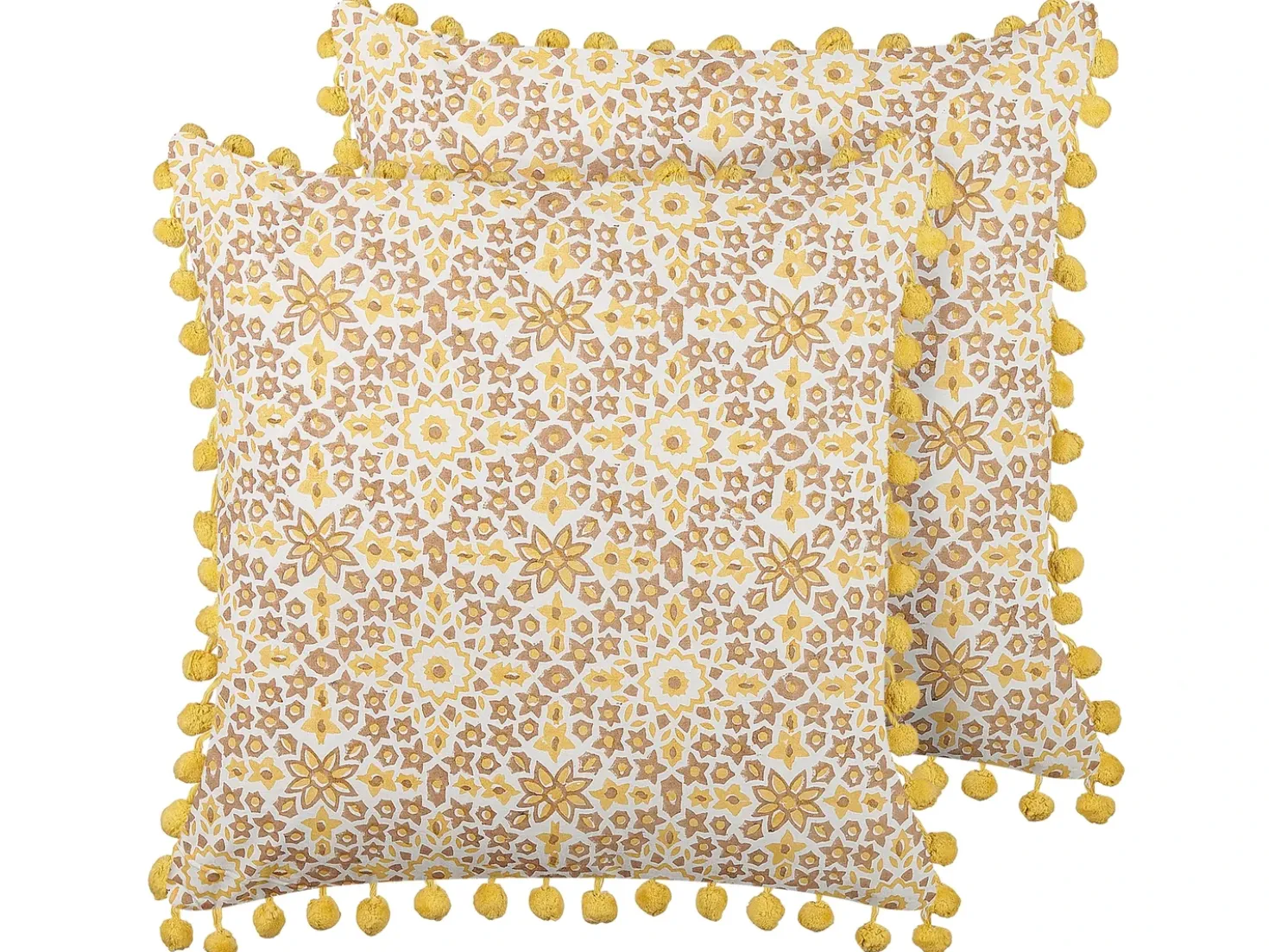 Set di 2 cuscini LYCROIS Cotone 45 x 45 cm Giallo Trama floreale