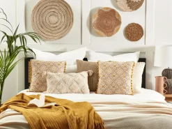 Set di 2 cuscini LYCROIS Cotone 45 x 45 cm Giallo Trama floreale