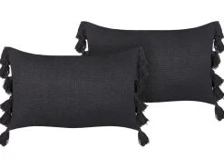 Set di 2 cuscini LYTHRUM Cotone 45 x 45 cm Grigio scuro Tinta unita