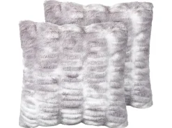 Set di 2 cuscini MACODES Finta pelliccia 45 x 45 cm Grigio chiaro Tinta unita