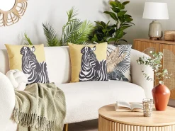 Set di 2 cuscini MANKETTI 45 x 45 cm Giallo Trama animale