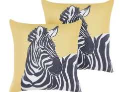 Set di 2 cuscini MANKETTI 45 x 45 cm Giallo Trama animale