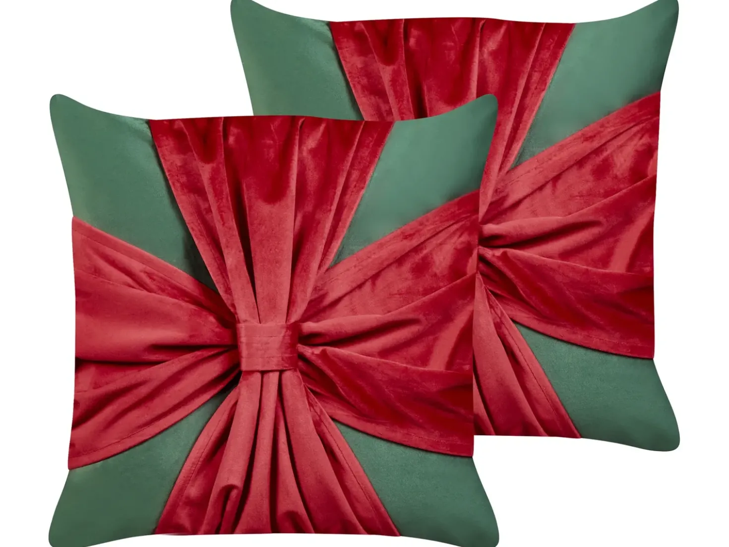 Set di 2 cuscini MARSHMALLOW Velluto 45 x 45 cm Rosso Verde Modello natalizio