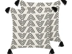 Set di 2 cuscini MAYS Cotone 45 x 45 cm Bianco Trama geometrica