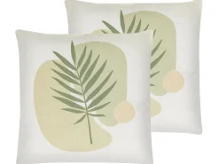 Set di 2 cuscini MICROSORUM 45 x 45 cm Verde chiaro Trama di piante