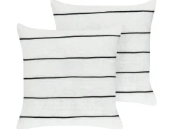 Set di 2 cuscini MILAS Lino 50 x 50 cm Nero/Bianco A strisce