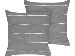 Set di 2 cuscini MILAS Lino 50 x 50 cm Grigio A strisce