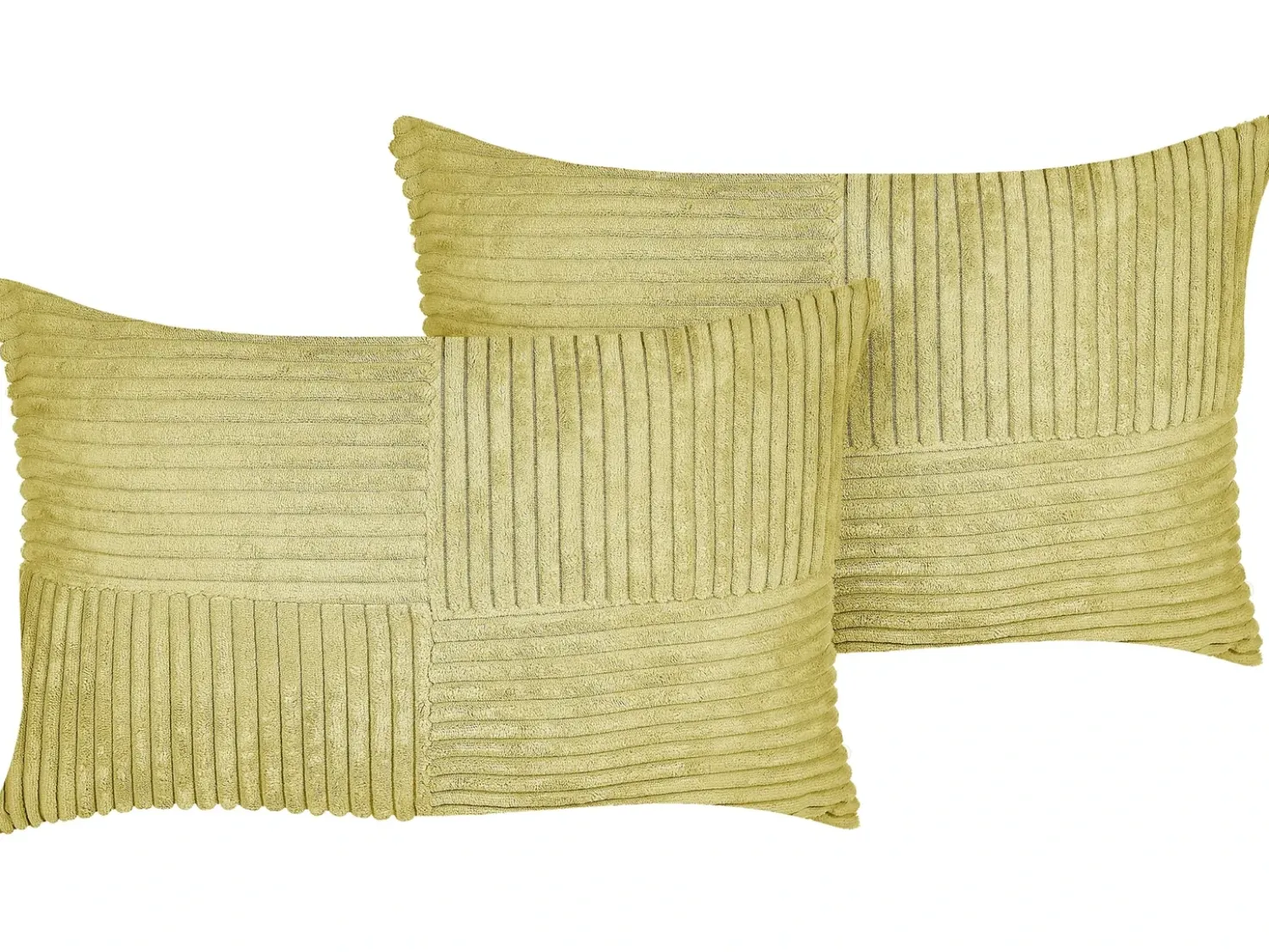 Set di 2 cuscini MILLET Velluto a coste 30 x 50 cm Verde oliva Trama geometrica
