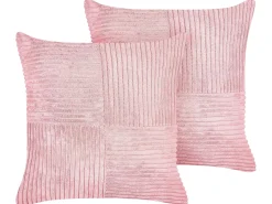 Set di 2 cuscini MILLET Velluto a coste 43 x 43 cm Rosa Trama geometrica