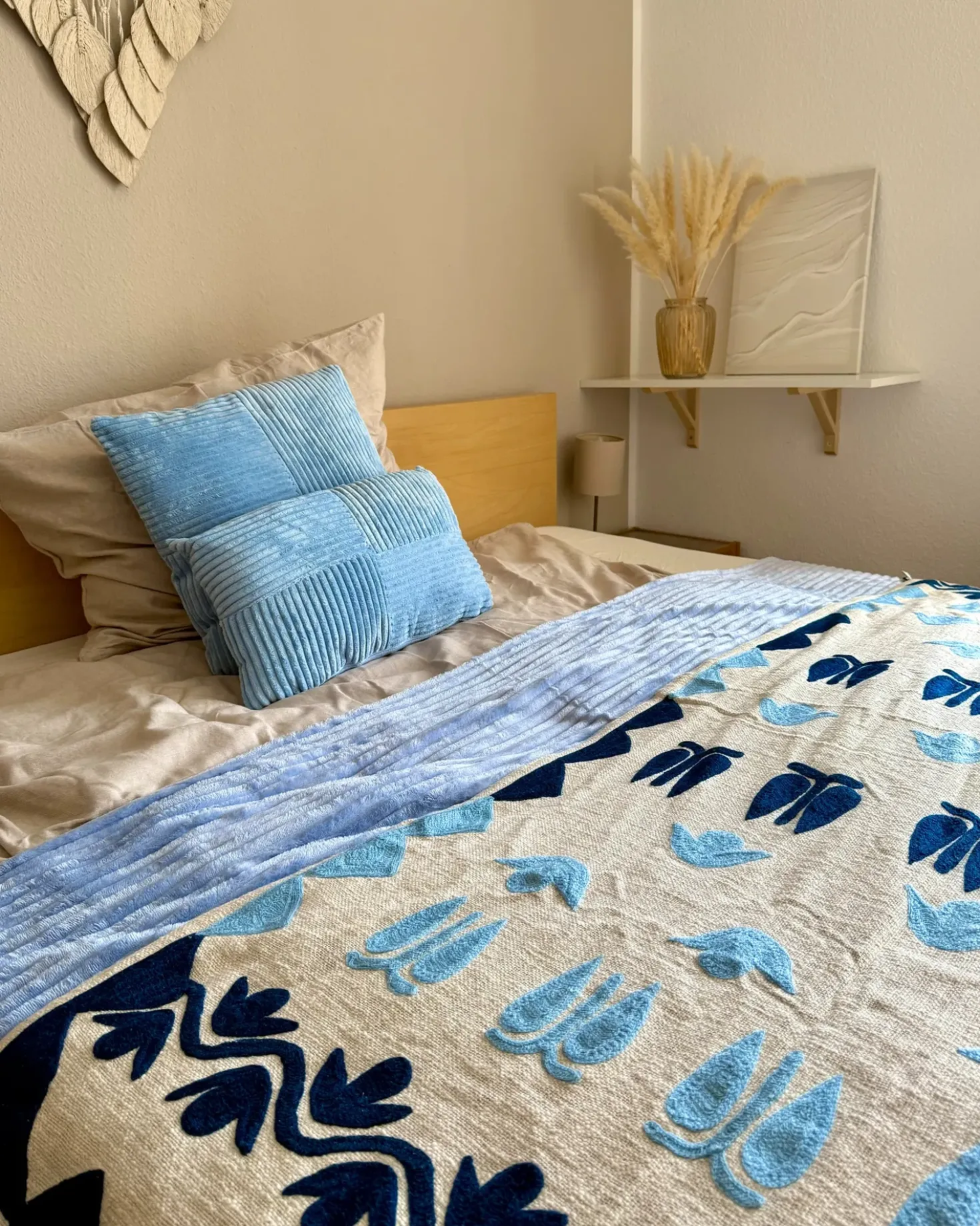 Set di 2 cuscini MILLET Velluto a coste 43 x 43 cm Blu Trama geometrica