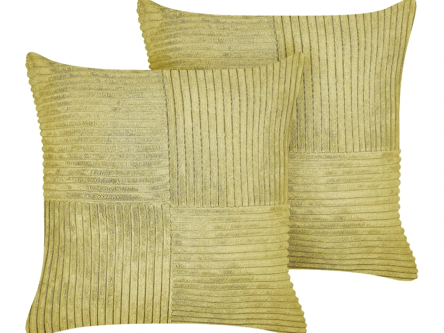 Set di 2 cuscini MILLET Velluto a coste 43 x 43 cm Verde oliva Trama geometrica