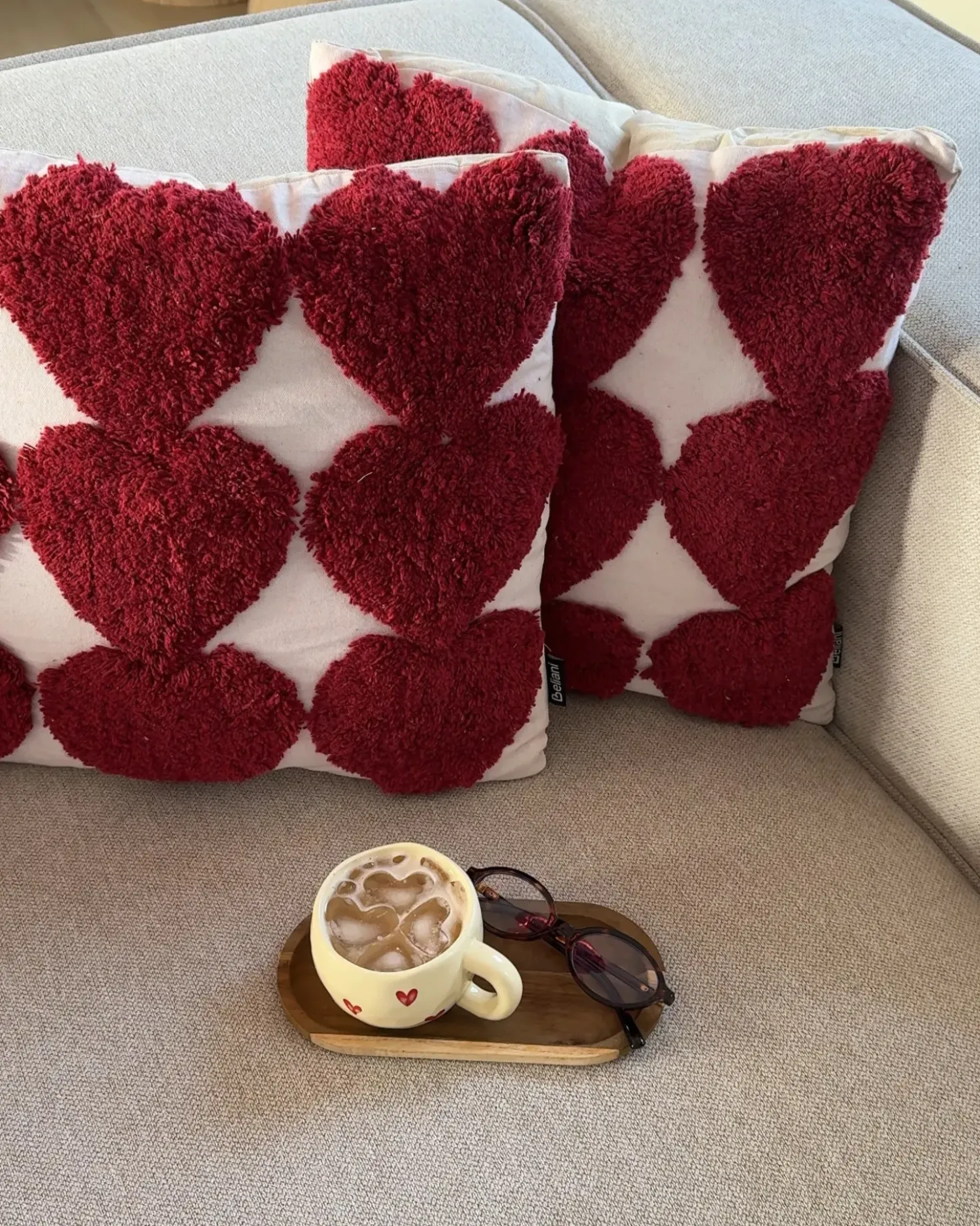 Set di 2 cuscini MINGORA Cotone 45 x 45 cm Rosso Trama a cuore