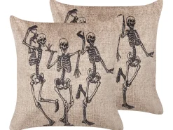 Set di 2 cuscini MORTESTI Velluto 45 x 45 cm Beige chiaro Trama astratta