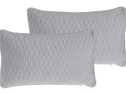 Set di 2 cuscini MOTARI Velluto 30 x 50 cm Grigio Trama geometrica