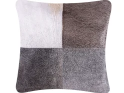 Set di 2 cuscini NELLAD Pelle naturale 45 x 45 cm Grigio Patchwork