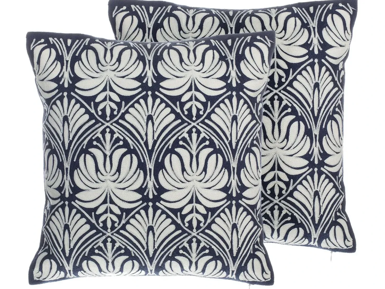 Set di 2 cuscini NEMESIA Cotone 45 x 45 cm Blu scuro Trama Ikat