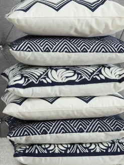 Set di 2 cuscini NEMESIA Cotone 45 x 45 cm Blu scuro Trama Ikat