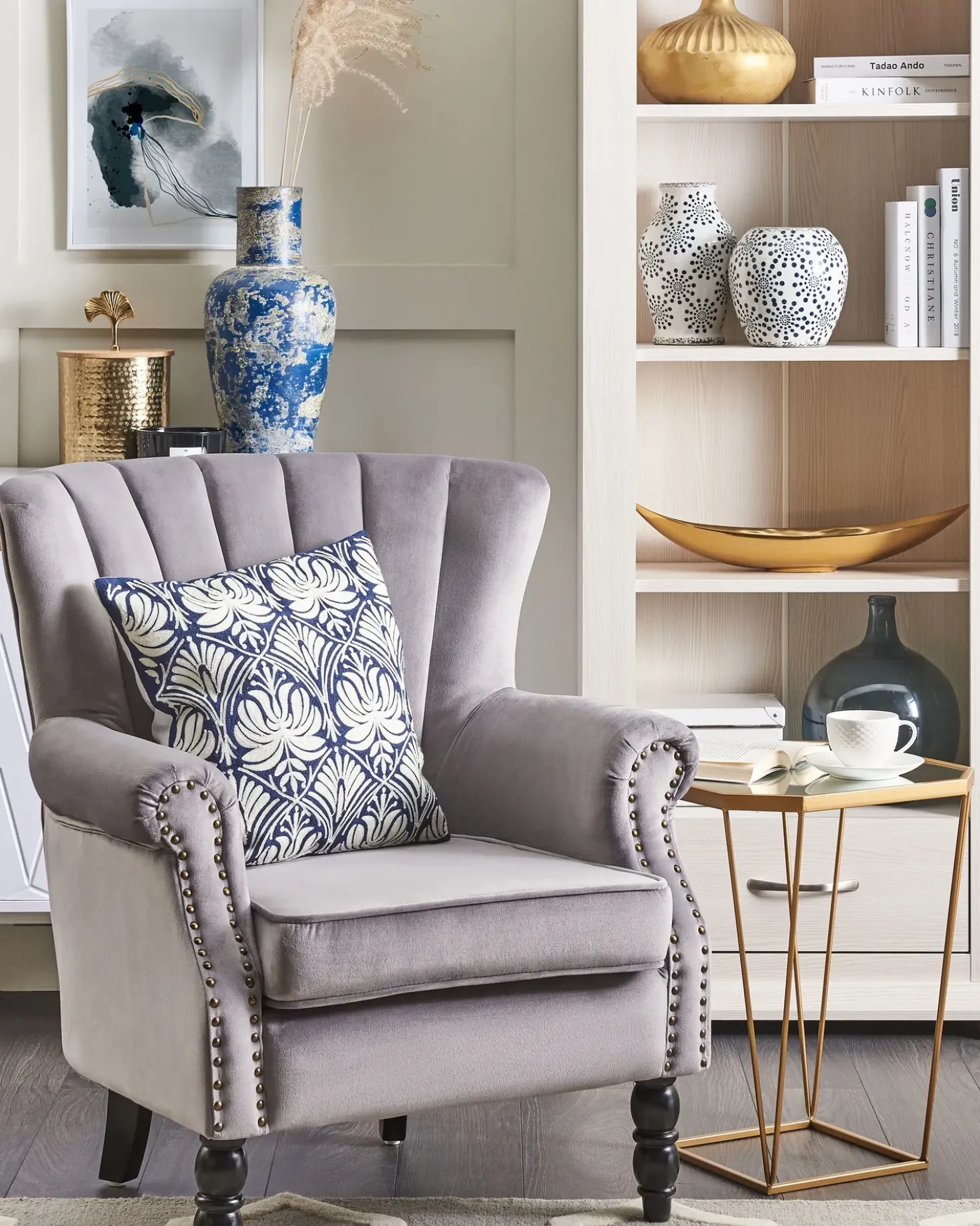 Set di 2 cuscini NEMESIA Cotone 45 x 45 cm Blu scuro Trama Ikat