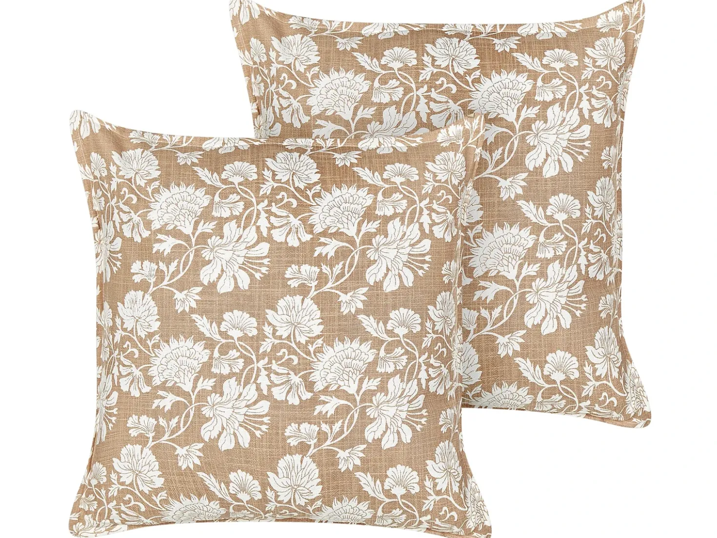 Set di 2 cuscini NOTELEA Cotone 45 x 45 cm Beige Trama floreale