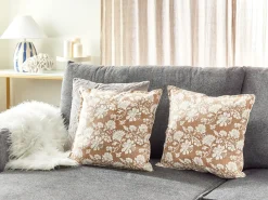 Set di 2 cuscini NOTELEA Cotone 45 x 45 cm Beige Trama floreale