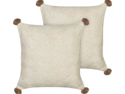 Set di 2 cuscini OBERONIA Cotone 45 x 45 cm Beige Tinta unita