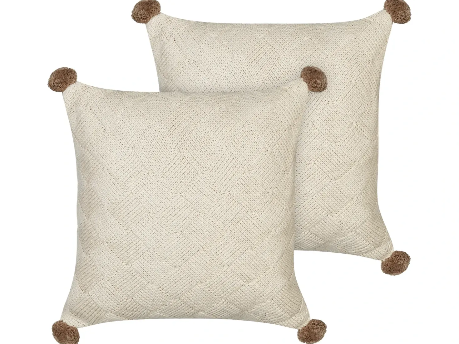 Set di 2 cuscini OBERONIA Cotone 45 x 45 cm Beige Tinta unita