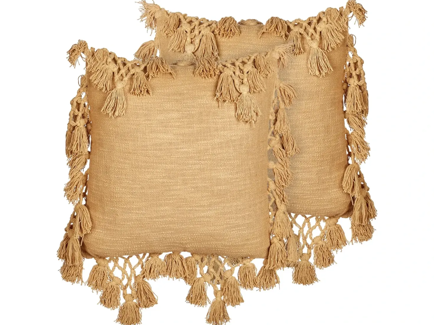 Set di 2 cuscini OLEARIA Cotone 45 x 45 cm Beige sabbia Tinta unita
