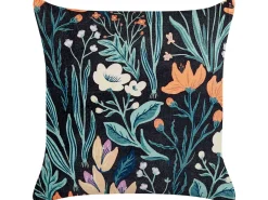 Set di 2 cuscini OSMUNDA Velluto 45 x 45 cm Nero Trama floreale