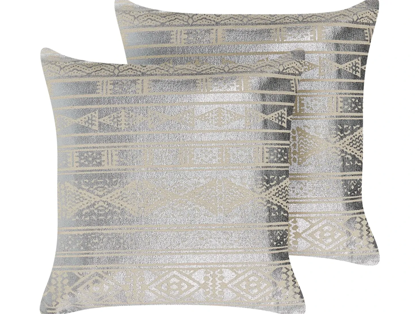 Set di 2 cuscini OUJDA Cotone 50 x 50 cm Argento Trama geometrica