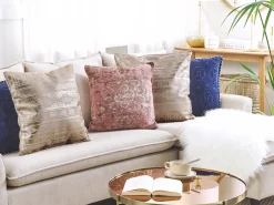 Set di 2 cuscini OUJDA Cotone 50 x 50 cm Oro rosa Trama geometrica
