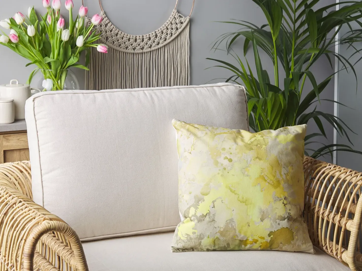 Set di 2 cuscini PACHIRA Cotone 45 x 45 cm Giallo Trama astratta