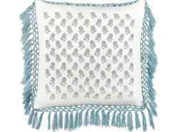Set di 2 cuscini PALLIDA Cotone 45 x 45 cm Blu Trama floreale