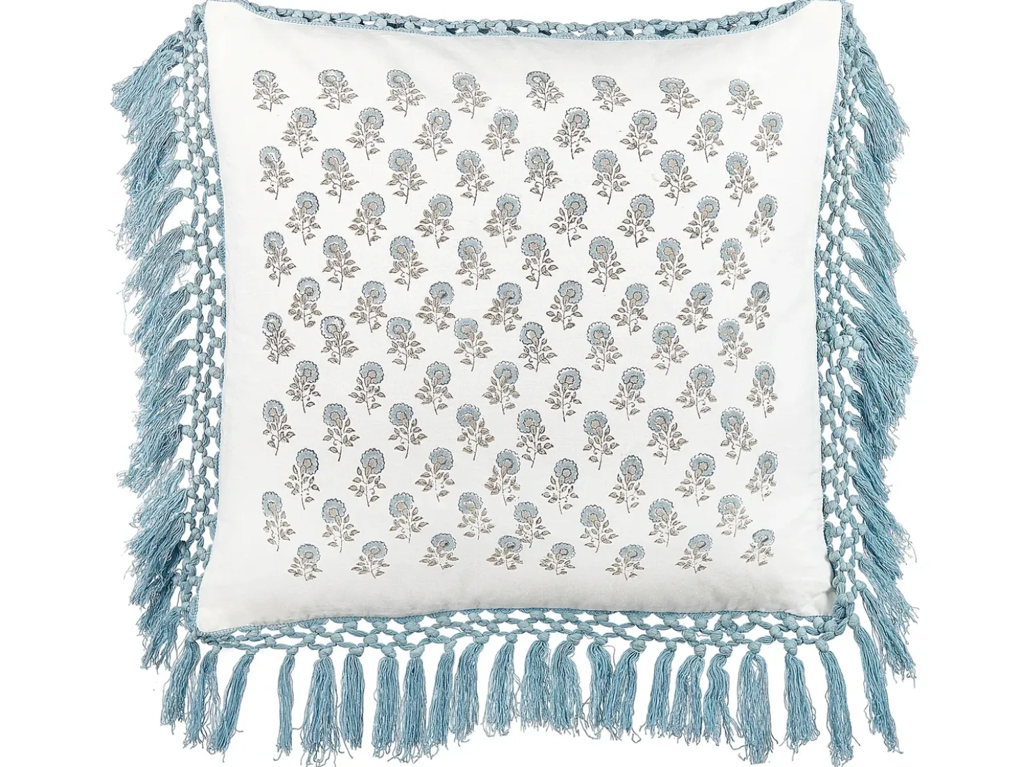 Set di 2 cuscini PALLIDA Cotone 45 x 45 cm Blu Trama floreale