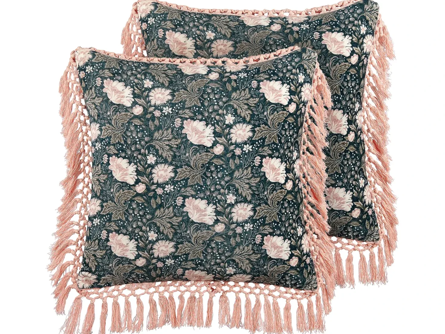 Set di 2 cuscini PARROTIA Velluto 45 x 45 cm Foglia di tè Trama floreale