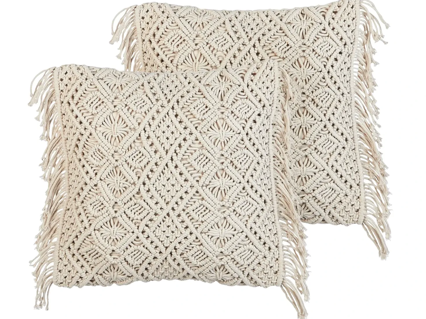 Set di 2 cuscini PATTAN Cotone 45 x 45 cm Beige Trama geometrica
