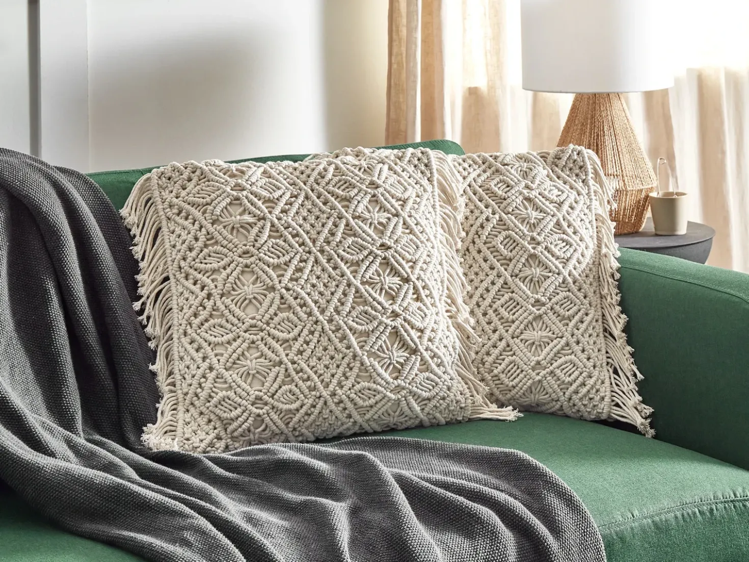 Set di 2 cuscini PATTAN Cotone 45 x 45 cm Beige Trama geometrica