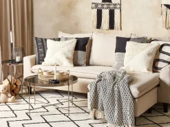 Set di 2 cuscini PELLAEA Cotone 45 x 45 cm Beige chiaro Trama geometrica